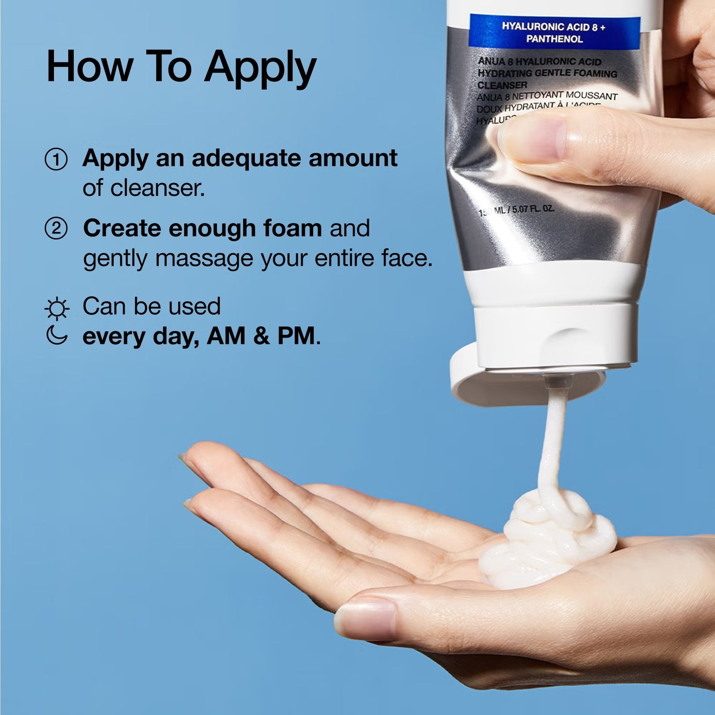 منظف ​​أنوا 8 الرغوي اللطيف المرطب بحمض الهيالورونيك - منظف رغوي لطيف بحمض الهيالورونيك مكون من 8 طبقات