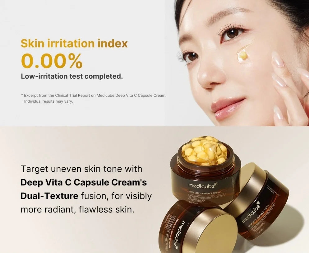 Medicube Deep Vita C Capsule Cream – Anti-Spot and Brightening Cream with 5 Types of Vitamin C Capsules (55 g)