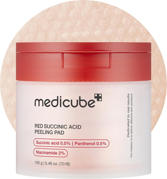 Medicube – Red Succinic Acid Panthenol Pads (Anti-Acne, Blemish and Redness Succinic Acid Tonic Pads)