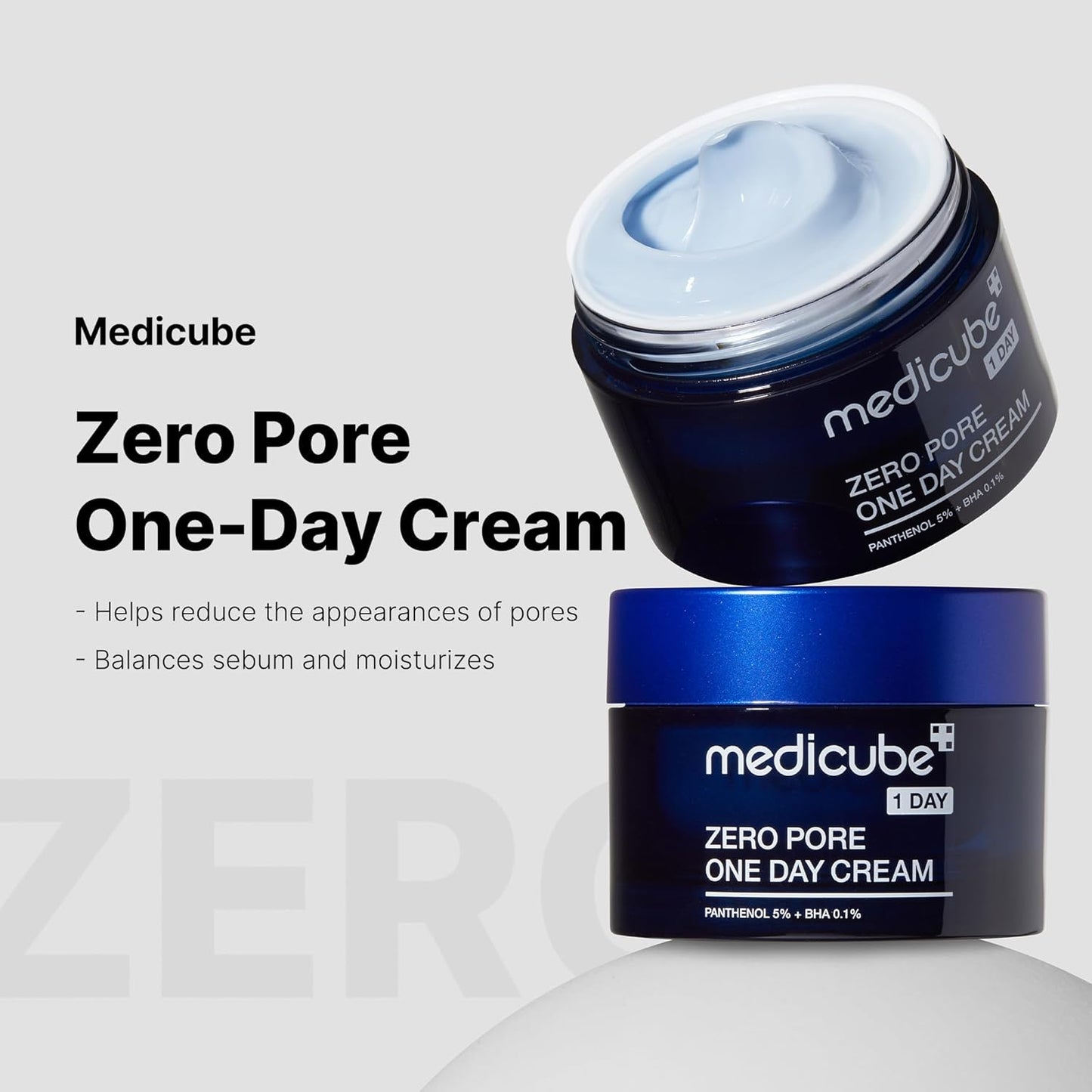 Medicube – Zero Pore One Day Cream (كريم تضييق المسام يحتوي على BHA + بانثينول + نياسيناميد)